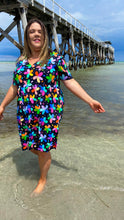 Load image into Gallery viewer, Rainbow Floral Short Sleeve Stretch Frock. SIZE XS (10/12)