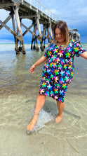 Load image into Gallery viewer, Rainbow Floral Short Sleeve Stretch Frock. SIZE XS (10/12)