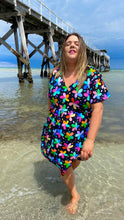 Load image into Gallery viewer, Rainbow Floral Short Sleeve Stretch Frock. SIZE XS (10/12)